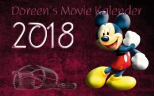 Das Bild zeigt eine Vorschau auf den Weihnachtskalender 2018 aus der Trilogie "animierte Filme von Dreamworks & Co." Dieser Titel zeigt Walt Disneys Mickey Mouse mit roter Latzhose, gelben Schuhen und weißen Handschuhen.